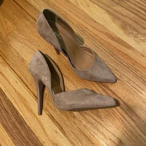 Nude Suede Pointed Toe Heels